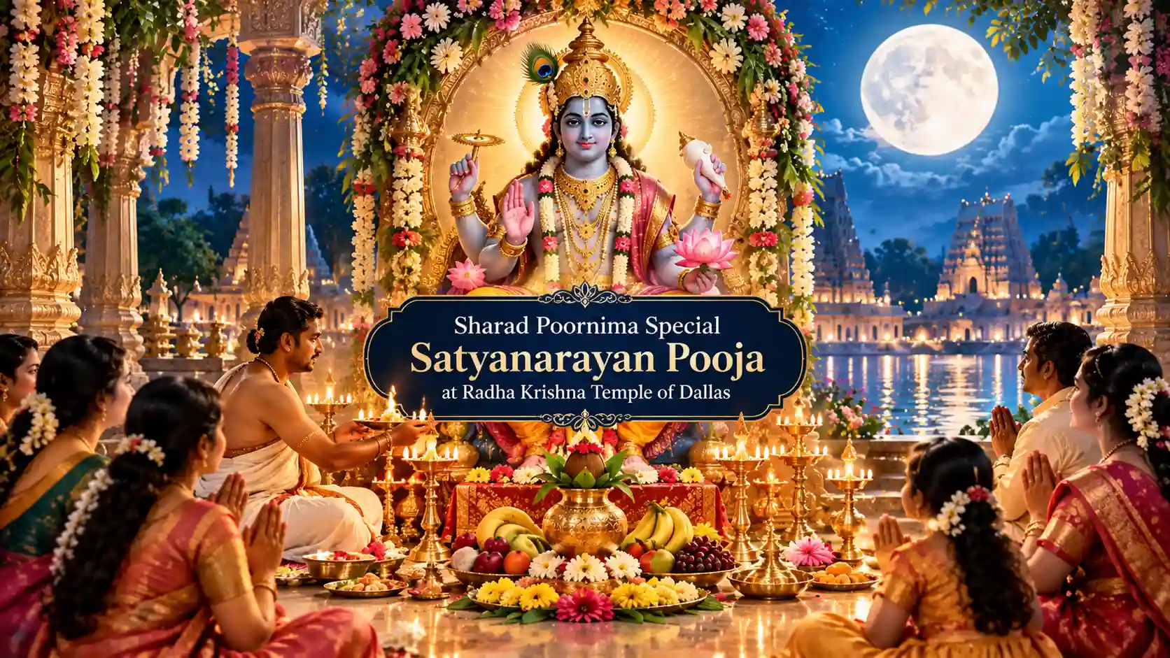 Sharad Poornima Special Satyanarayan Pooja at Radha Krishna Temple of Dallas