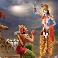 Bhagavad Gita - Lord Krishna imparting knowledge to Arjun